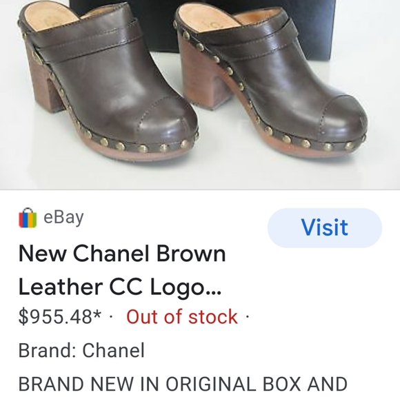 CHANEL CC Logo Vtg. Brown Platform Clogs Brass Accent Flawless On Trend Rare - Picture 13 of 14